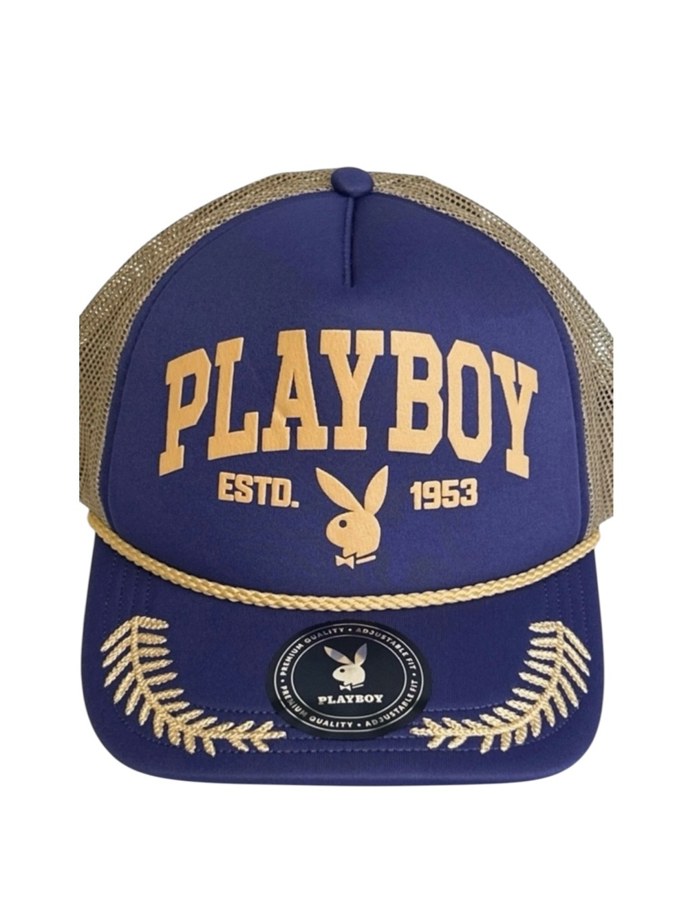 Playboy Foam Trucker Snapback Hat Light Purple Tan Embroidery Bunny Logo Cap